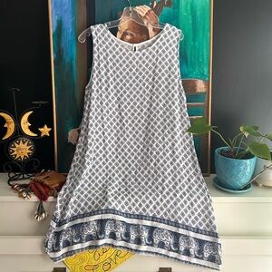 Elegant Blue and White Mini Dress